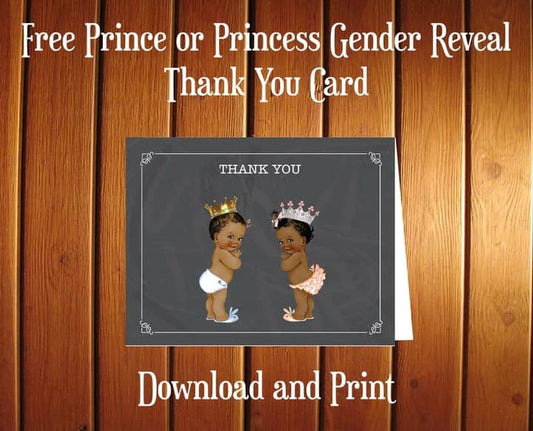 Freebie Friday : Printable Prince or Princess Gender Reveal Thank You Card