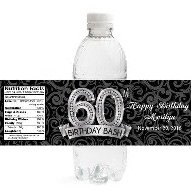 50 ~ 60th BIRTHDAY PARTY WATER BOTTLE LABELS ~ Waterproof Ink