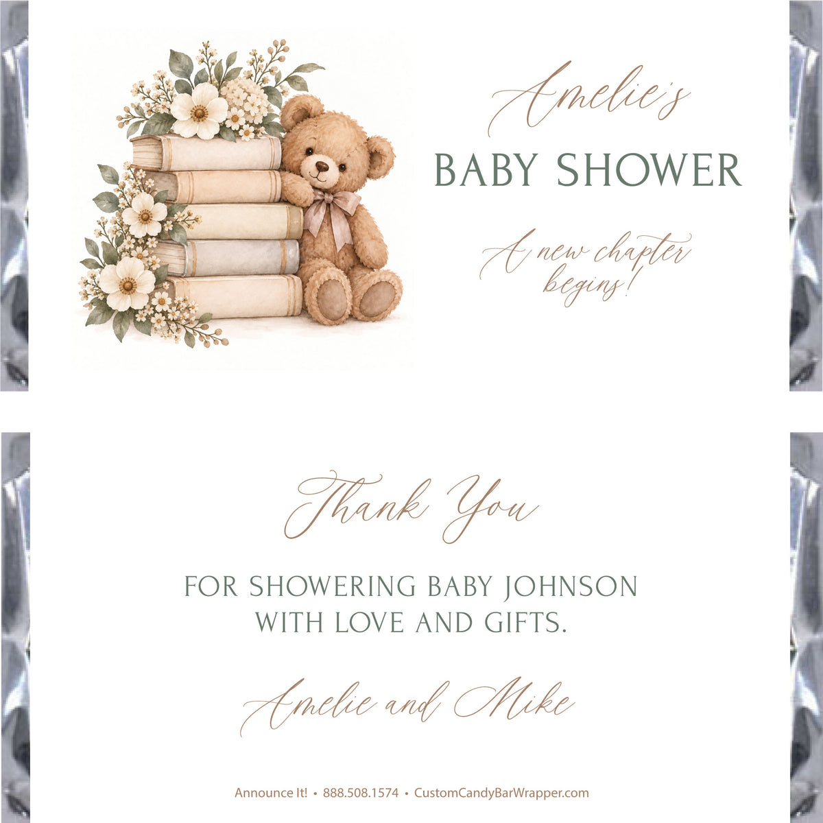 New Chapter Baby Shower Candy Bar Wrappers
