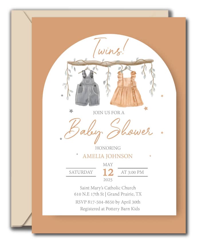 Twins Baby Shower Invitations