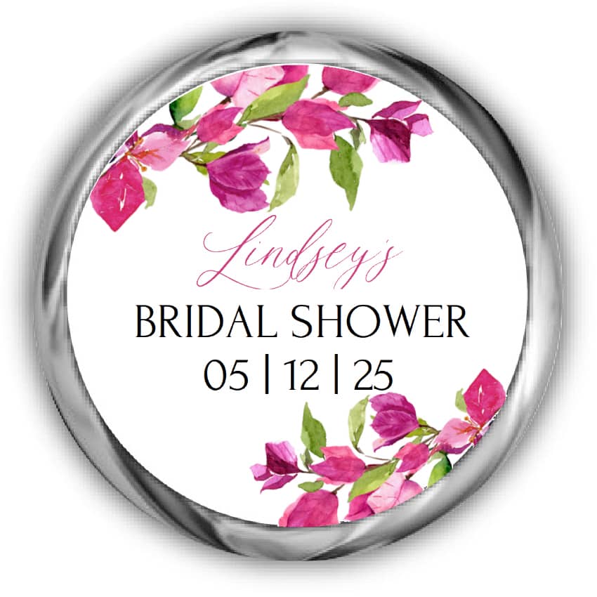 Bougainvillea Bridal Shower Kisses Stickers