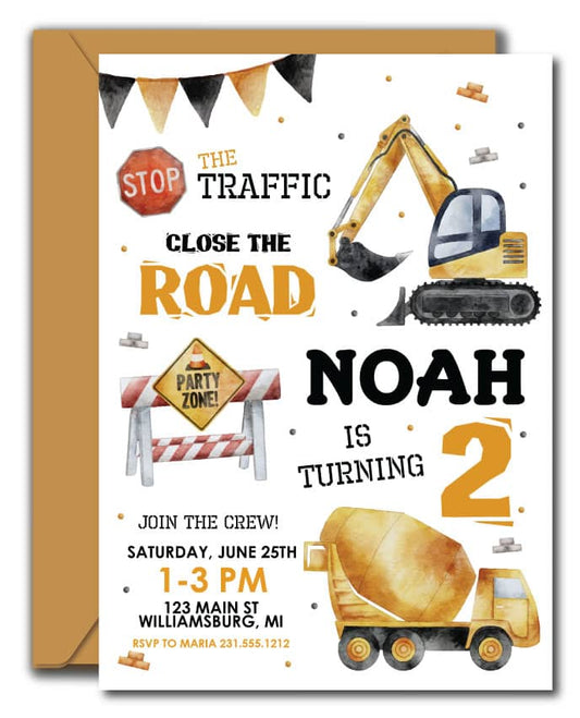 Construction Birthday Invitation