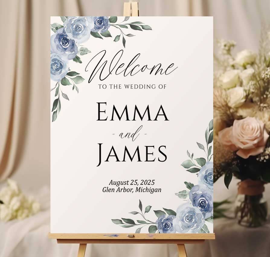 Dusty Blue Wedding Welcome Sign