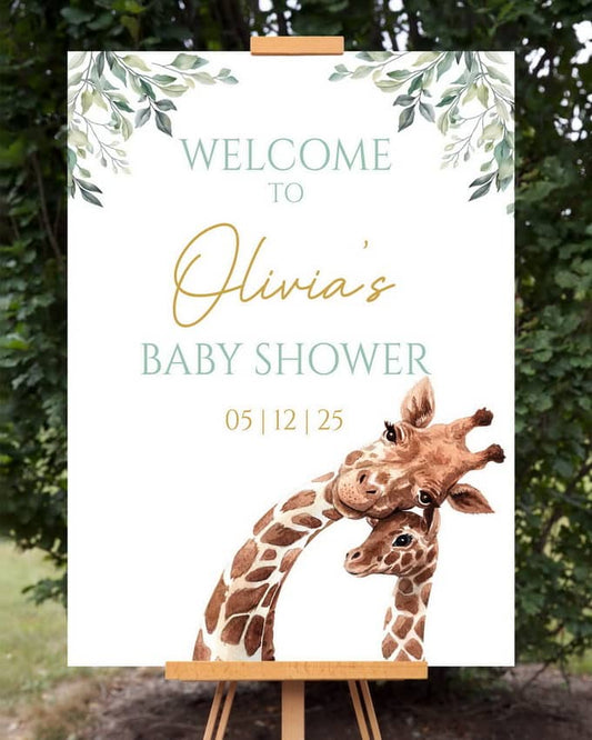 Giraffe Baby Shower Welcome Sign