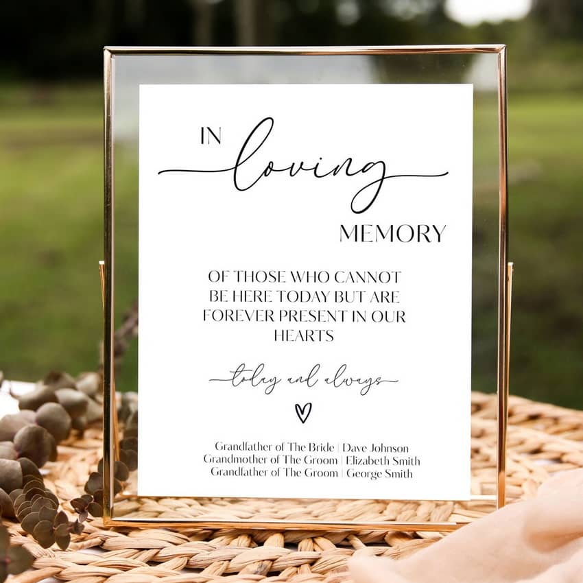 In Loving Memory Wedding Sign Template