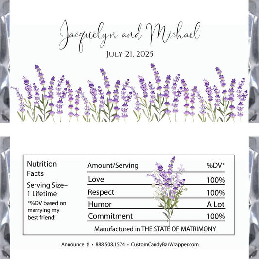 Lavender Wedding Candy Bar Wrapper