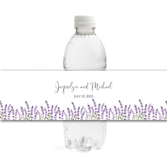 Lavender Wedding Water Bottle Labels