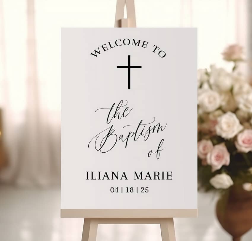 Minimal Baptism Welcome Sign