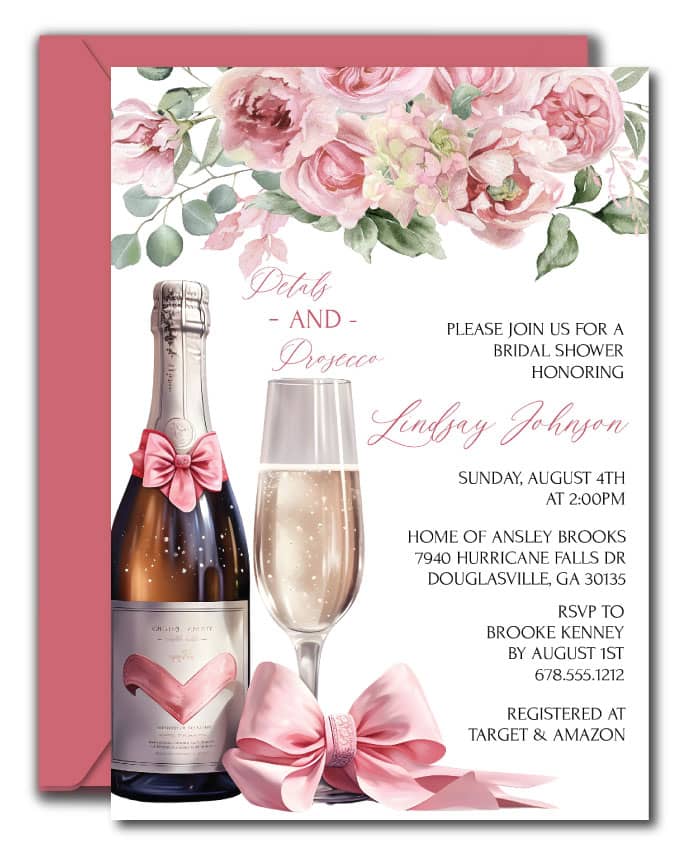 Petals and Prosecco Bridal Shower Invitation