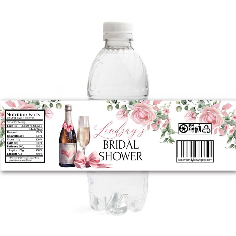 Petals and Prosecco Bridal Shower Water Bottle Labels - Announce It!