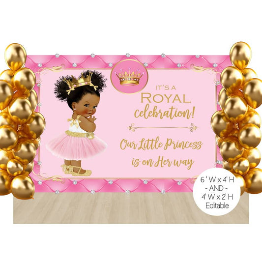 Royal Princess Baby Shower Backdrop - Printable
