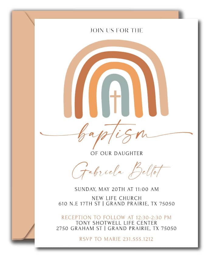 Rainbow Baptism Invitations