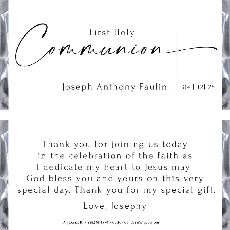Simple Communion Candy Bar Wrappers