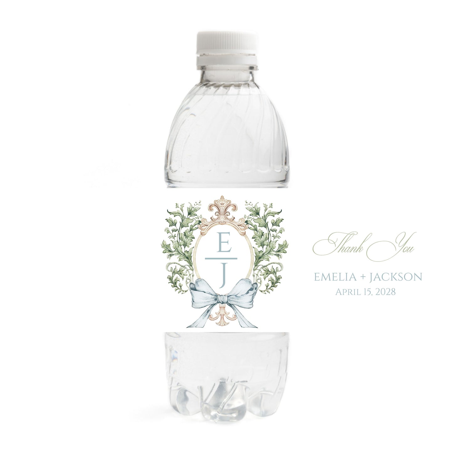 Crest Wedding Water Bottle Labels