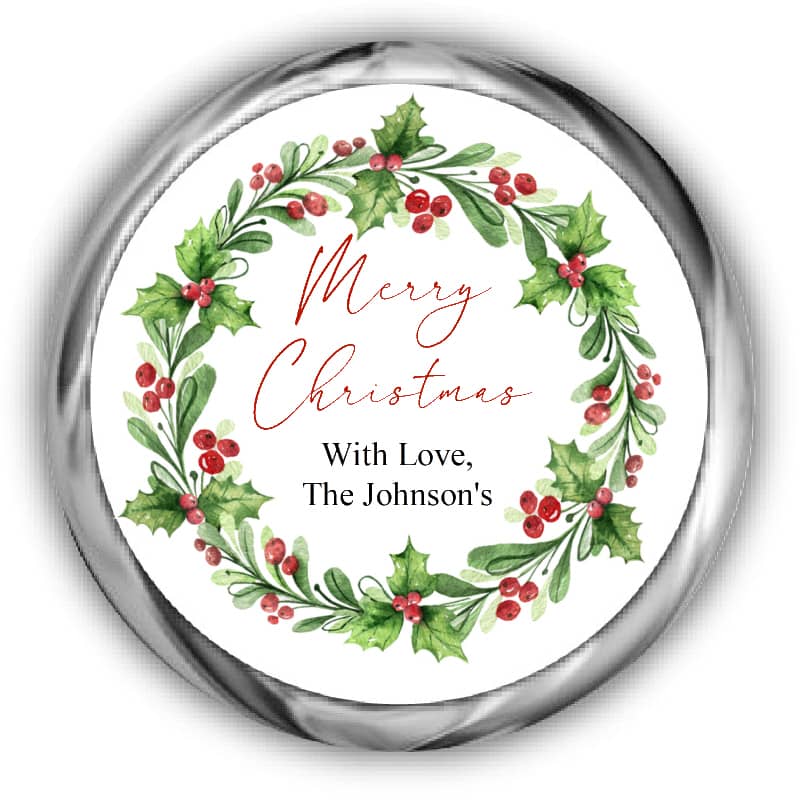 Wreath Christmas Kisses Stickers