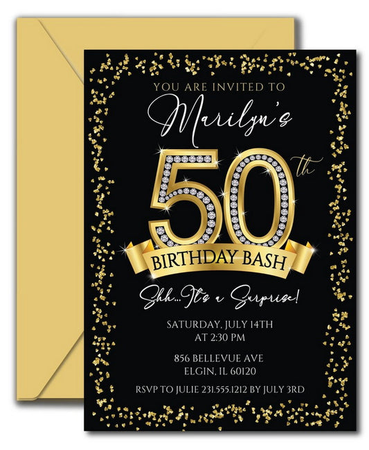 Diamond 50th Birthday Invitations