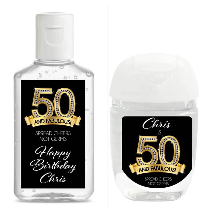 50th Birthday Hand Sanitizer Labels