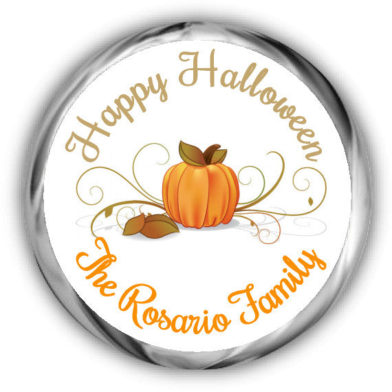 Swirly Pumpkin Halloween Kisses Stickers