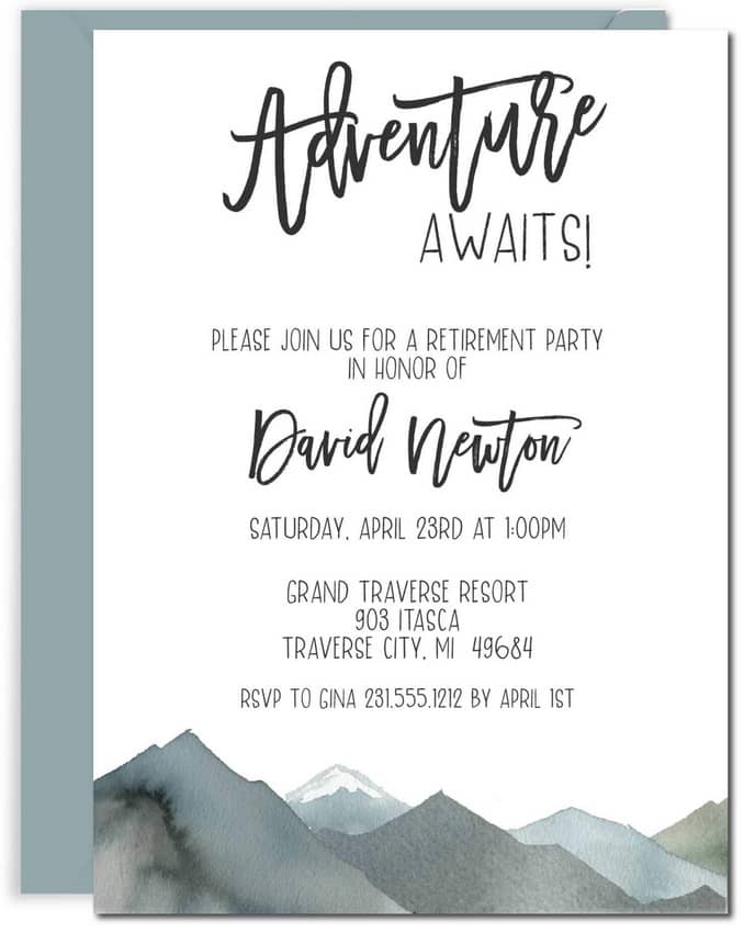 Adventure Awaits Retirement Invitations