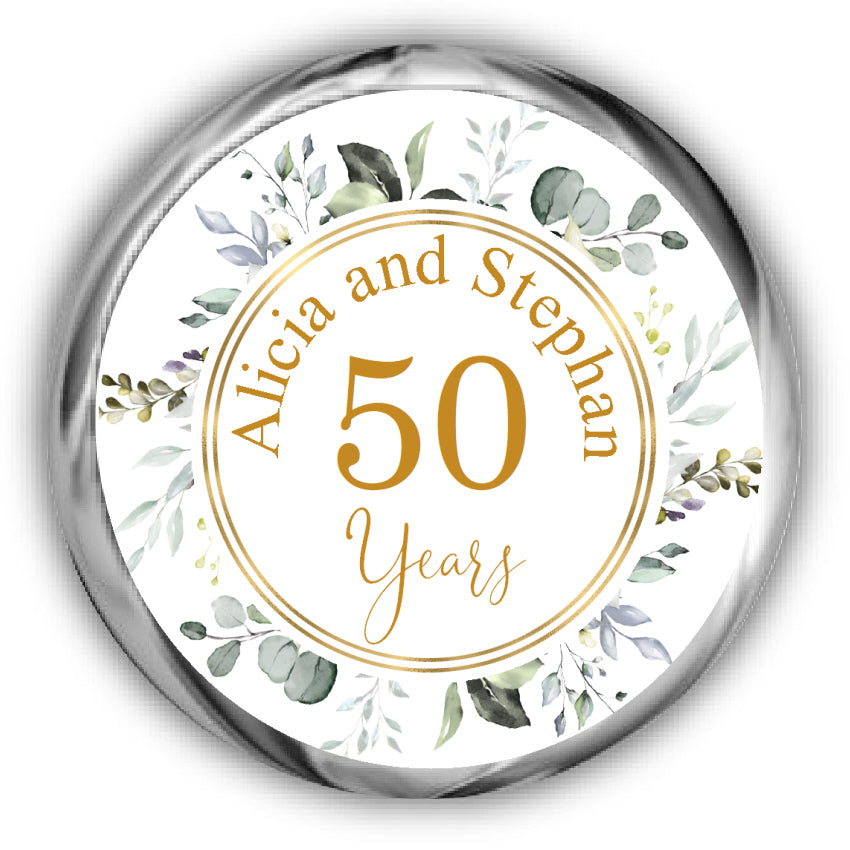 Greenery Anniversary Kisses Stickers