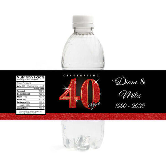 40th Anniversary Water Bottle Labels