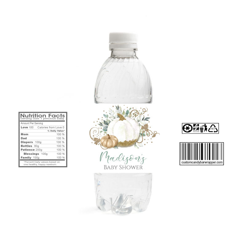 Little Pumpkin Baby Shower Water Bottle Labels