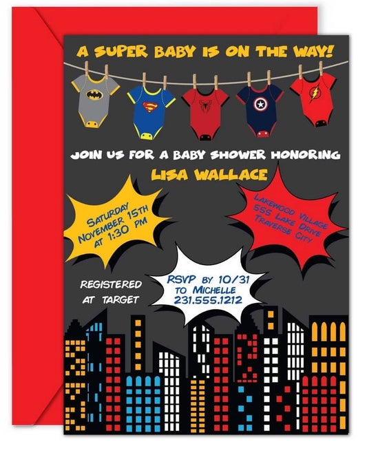 Superhero Baby Shower Invitation