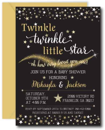 Twinkle Twinkle Little Star Baby Shower Invitations