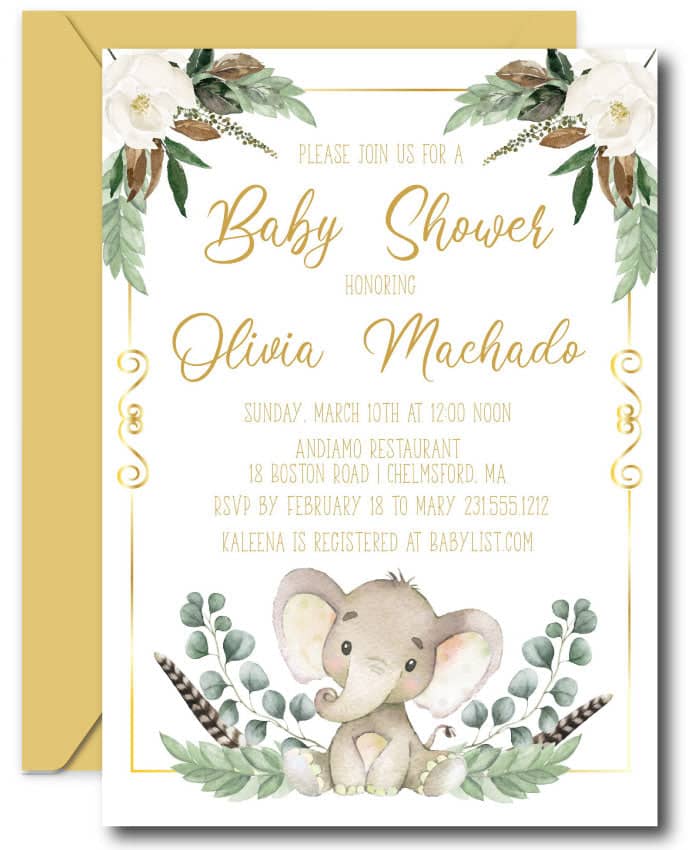 Printable Elephant Baby Shower Invitations