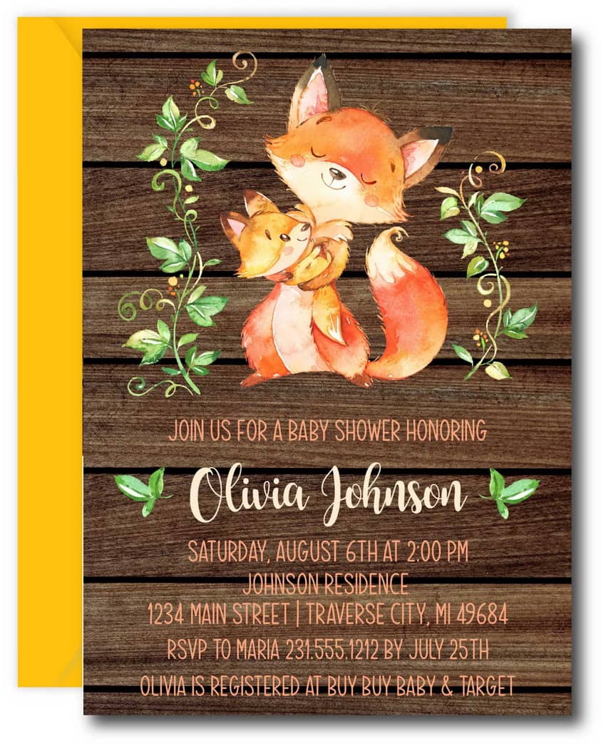 Woodland Fox Baby Shower Invitation - Announce It! woodland-fox-baby-shower-invitation-announce-it