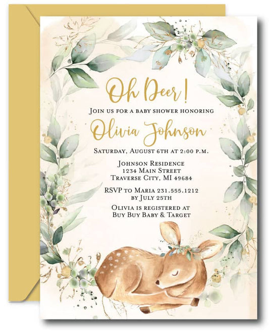 Oh Deer Baby Shower Invitation