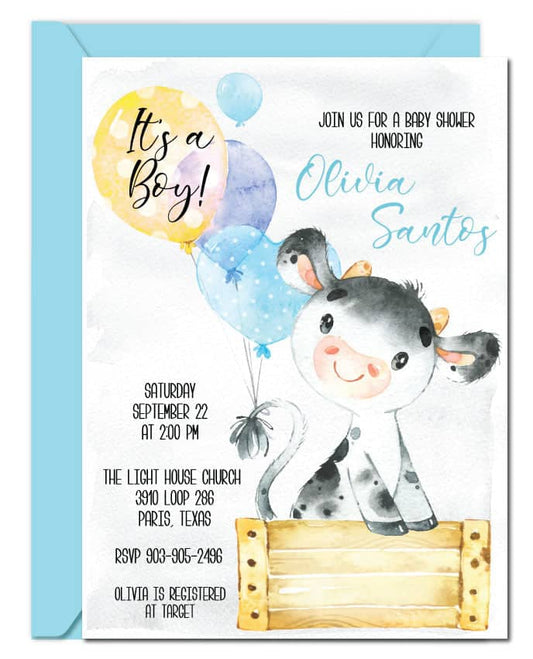 Cow Baby Shower Invitations