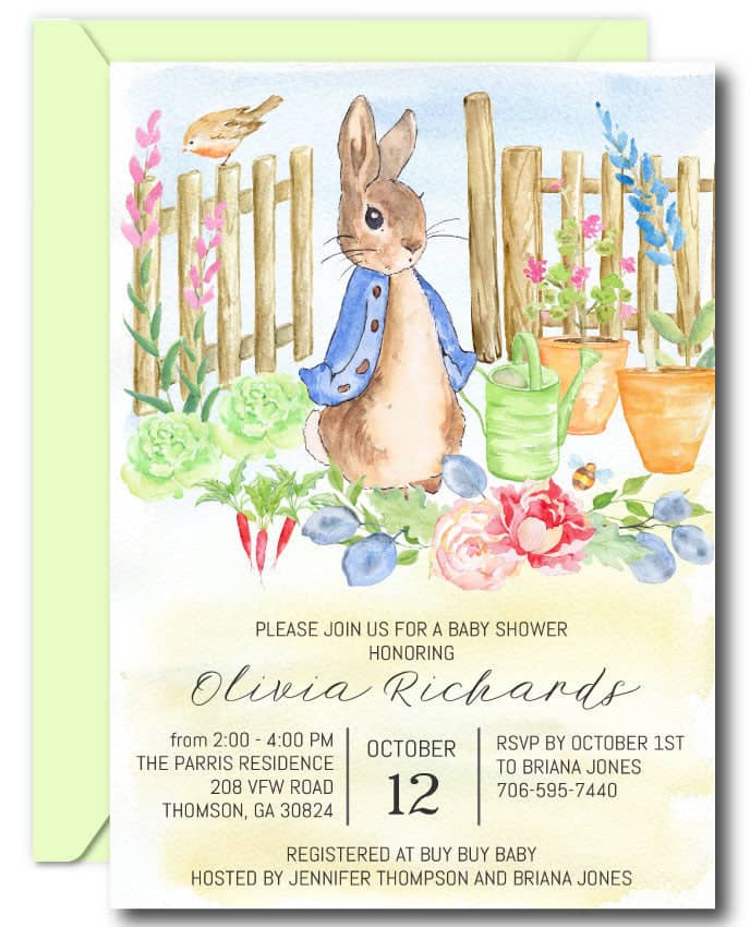 Peter Rabbit Baby Shower Invitations