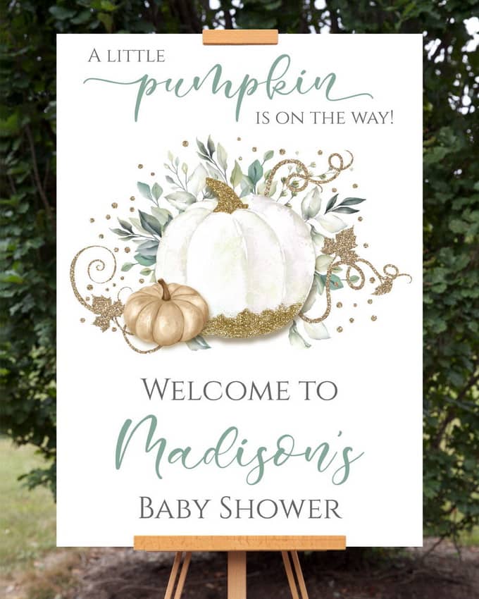 Little Pumpkin Baby Shower Welcome Sign