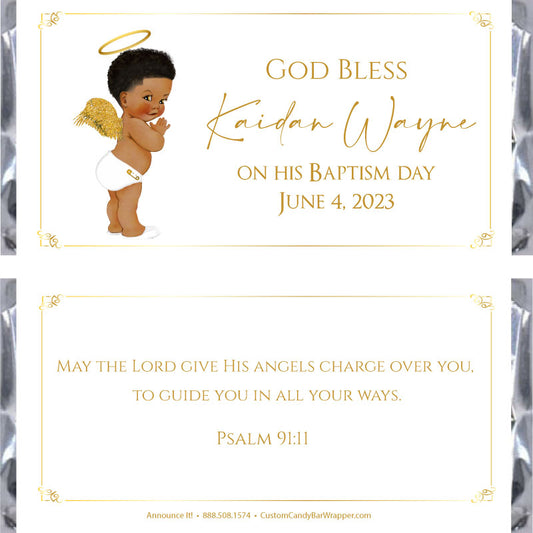 Angel Boy Baptism Candy Bar Wrappers - African American