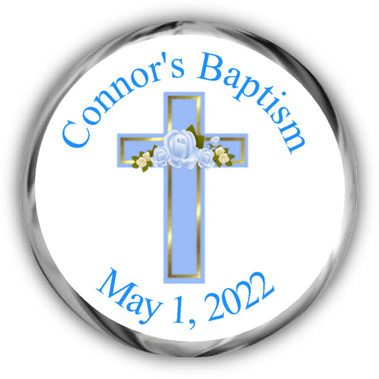 Blue Cross Personalized Baptism Kisses Stickers