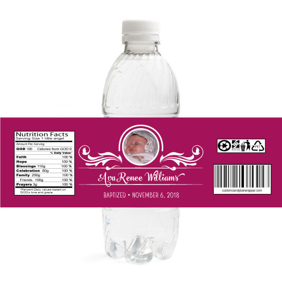 Photo Banner Baptism Bottle Label