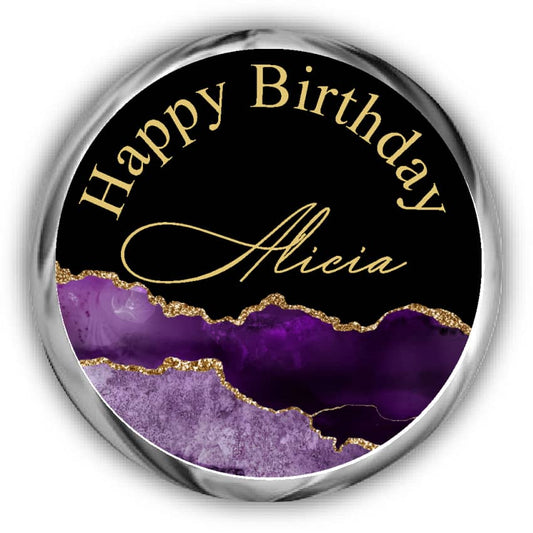 Purple Agate Birthday Kisses Stickers