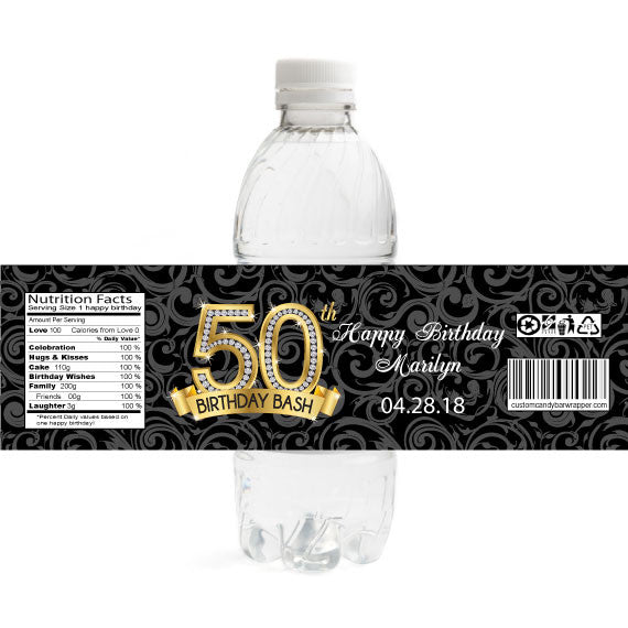 Diamond 50th Birthday Bottle Label