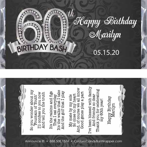 Diamond 60th Birthday Candy Bar Wrapper