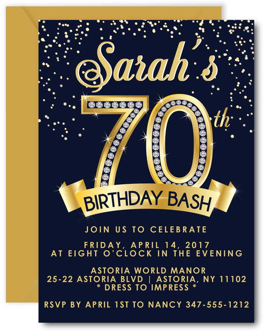 Diamond 70th Birthday Invitation