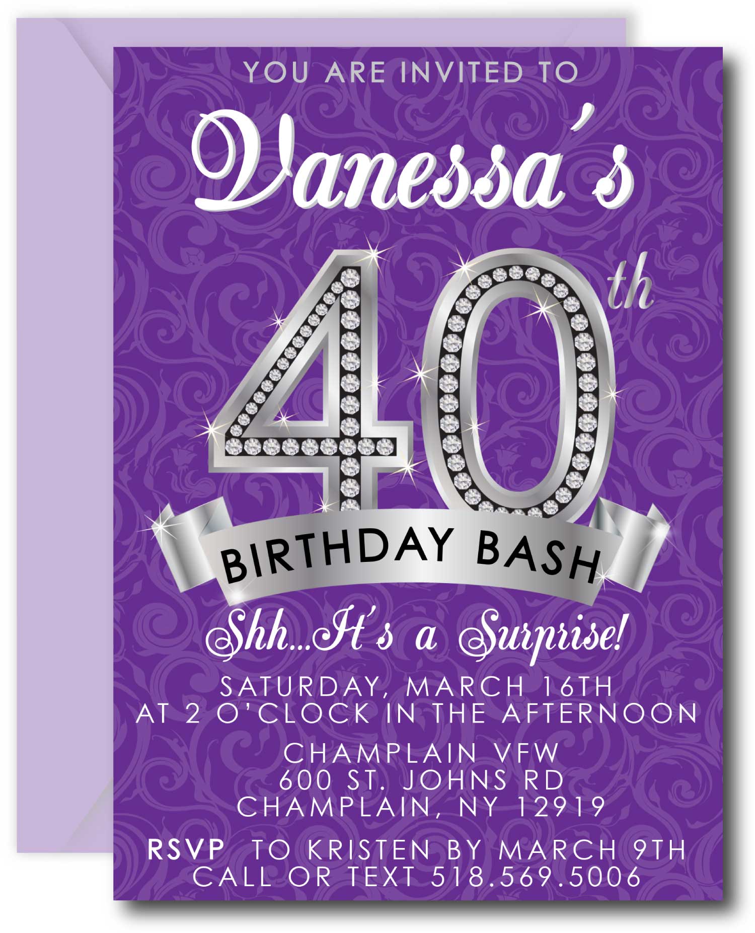 Diamond 40th Birthday Invitations