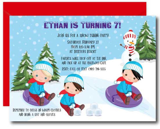 Boys Snow Tubing Invitation