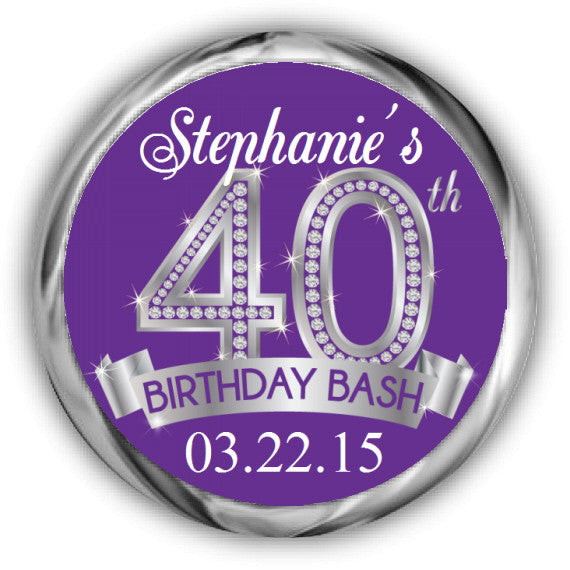 Diamond 40th Birthday Kisses Stickers