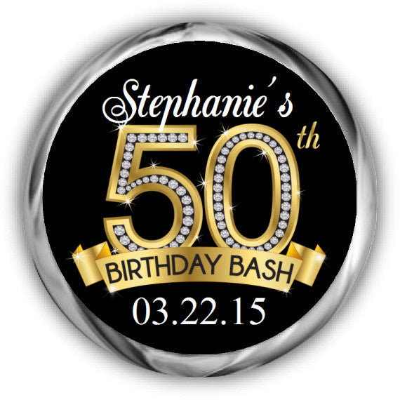 Diamond 50th Birthday Kisses Stickers