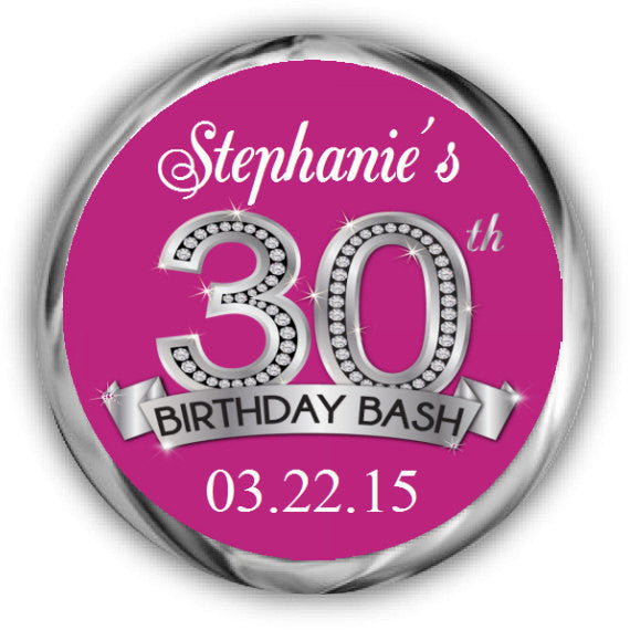 Diamond 30th Birthday Kisses Sticker