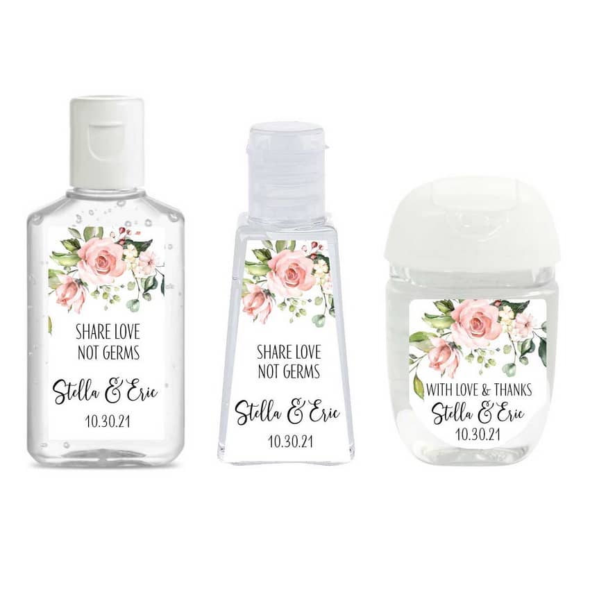 Blush Wedding Hand Sanitizer Labels