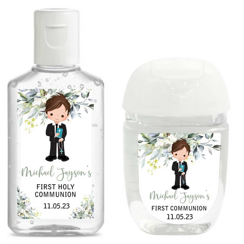 Boy Communion Hand Sanitizer Labels