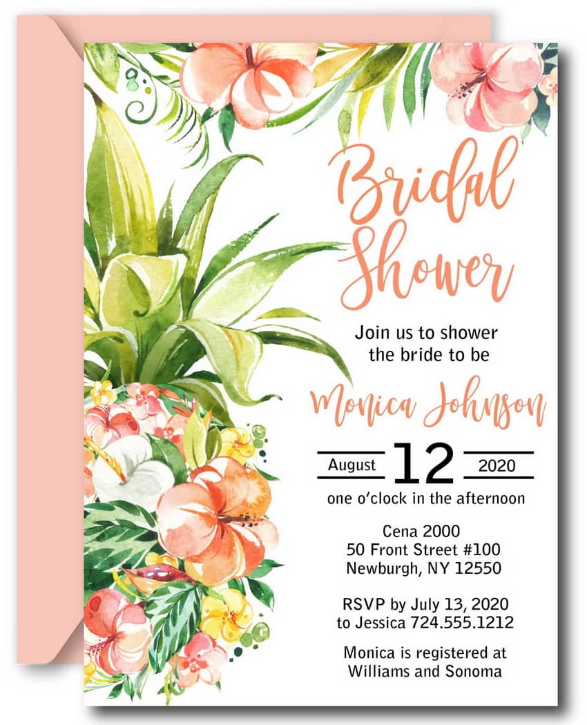 Tropical Bridal Shower Invitation