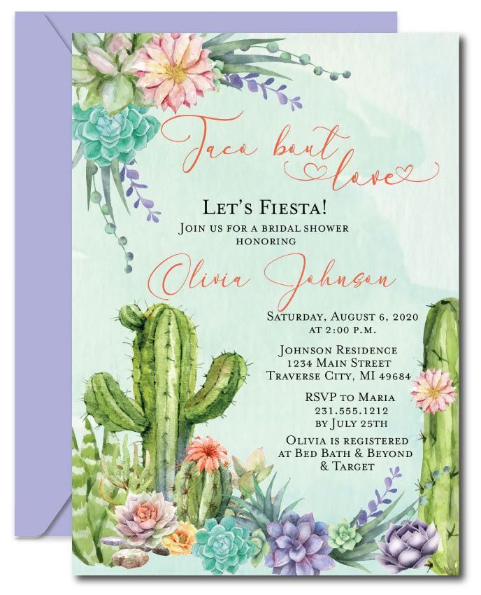 succulent theme bridal shower Fiesta Bridal Shower Invitations